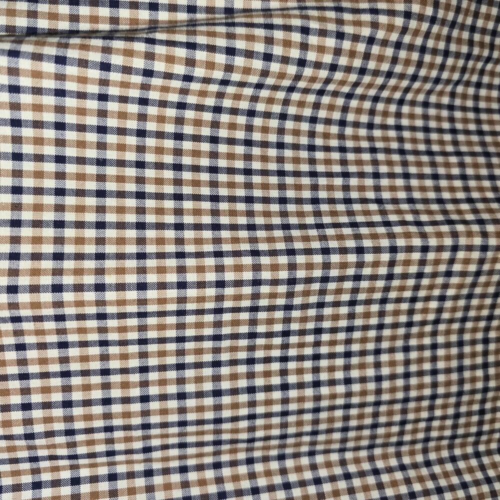 Men's Classic Brown and Navy Checkered Cotton Shirt